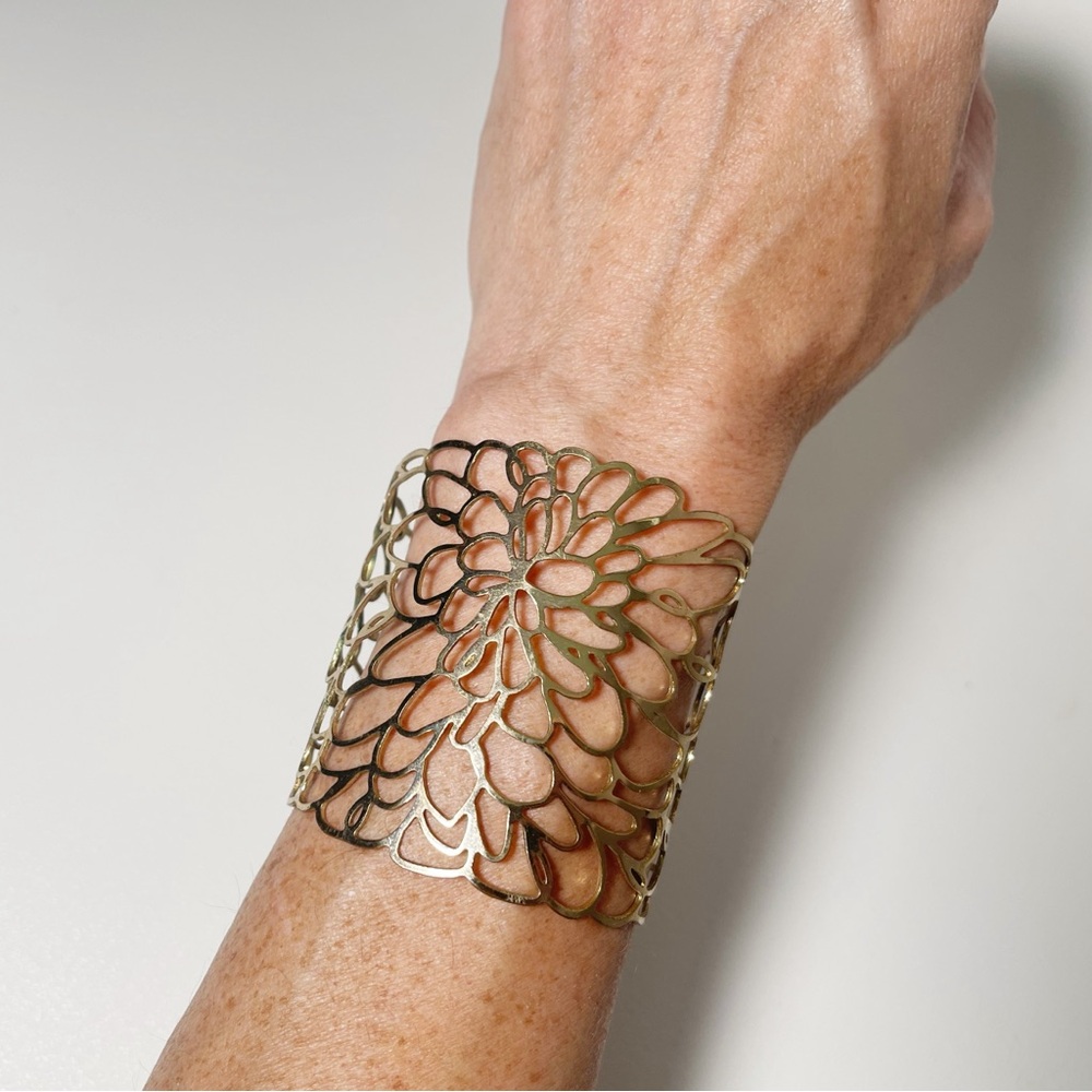 Gold Floral Lace Cuff Bracelet